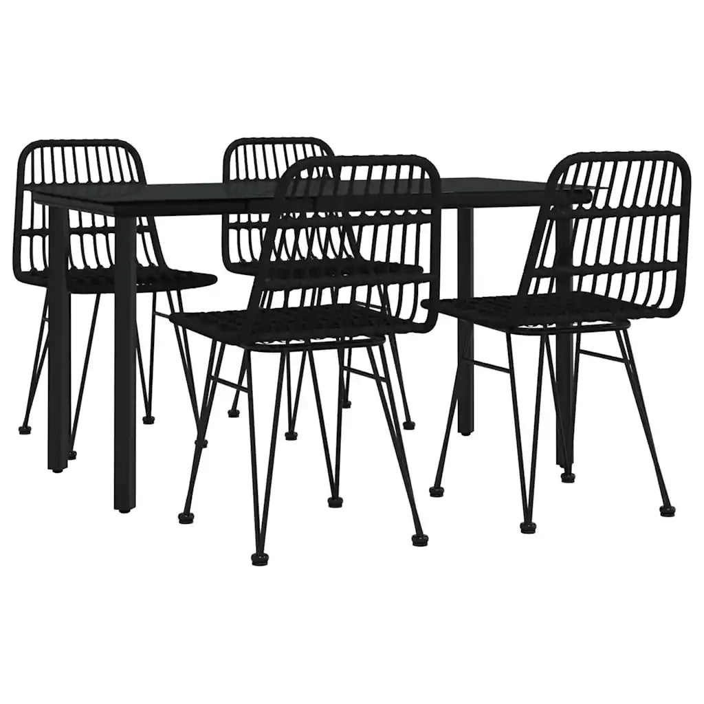 Set da Pranzo da Giardino 5 pz Nero in Polyrattan 3157896