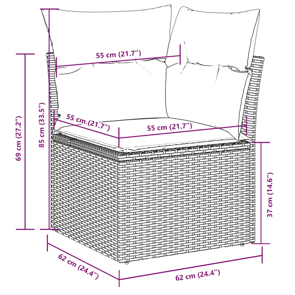 Set Divano da Giardino 8pz con Cuscini Grigio Chiaro Polyrattan 3222341