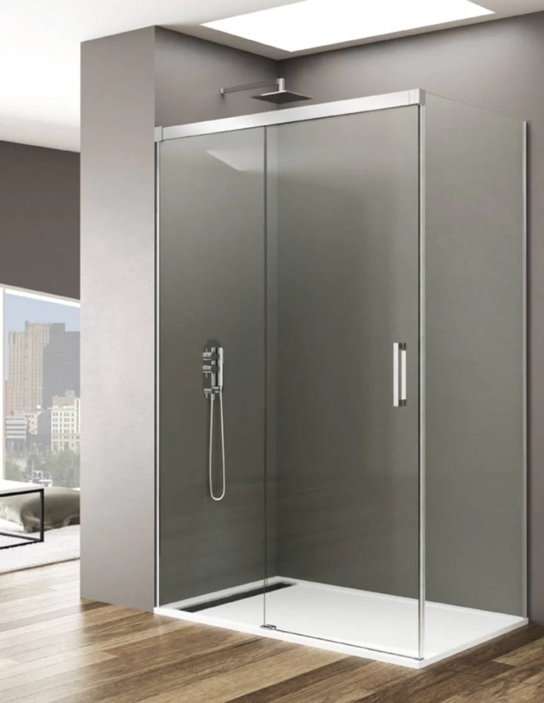 Box doccia THALASSA (BASIC) 1+1 con lato fisso laterale 125x90 cm Cromo vetro trasparente