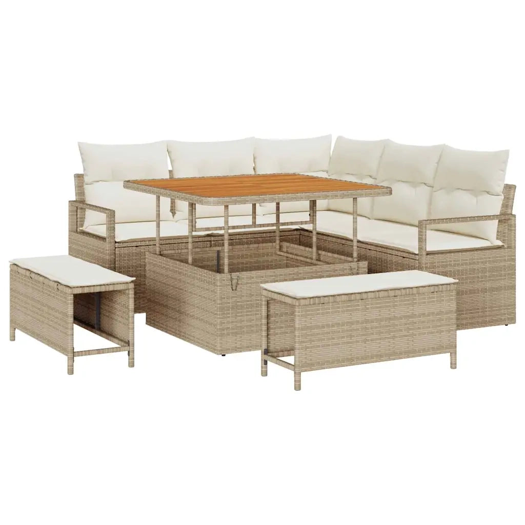 Set Divano da Giardino con cuscino 8 pcs Beige polyrattan 3362516