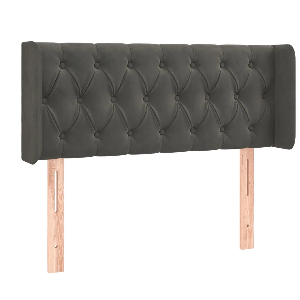 Testiera ad Orecchio-Testata con Orecchie Grigio Scuro 103x16x78/88 cm in Velluto 872087