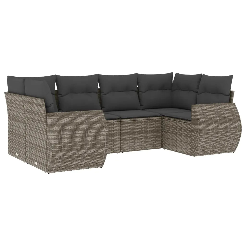 Set Divano da Giardino 6 pz con Cuscini Grigio in Polyrattan 3254117