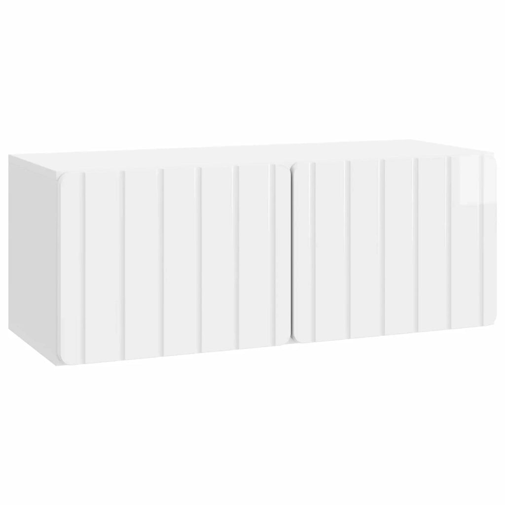Mobile Porta TV da Muro-Credenza per TV sospesa Bianco Lucido 78,5 x 31 x 30 cm 236707