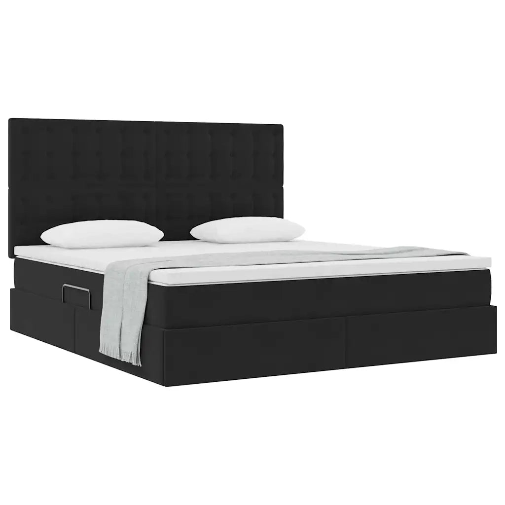 Letto con contenitore e materasso Nero 160 x 200 cm Velluto