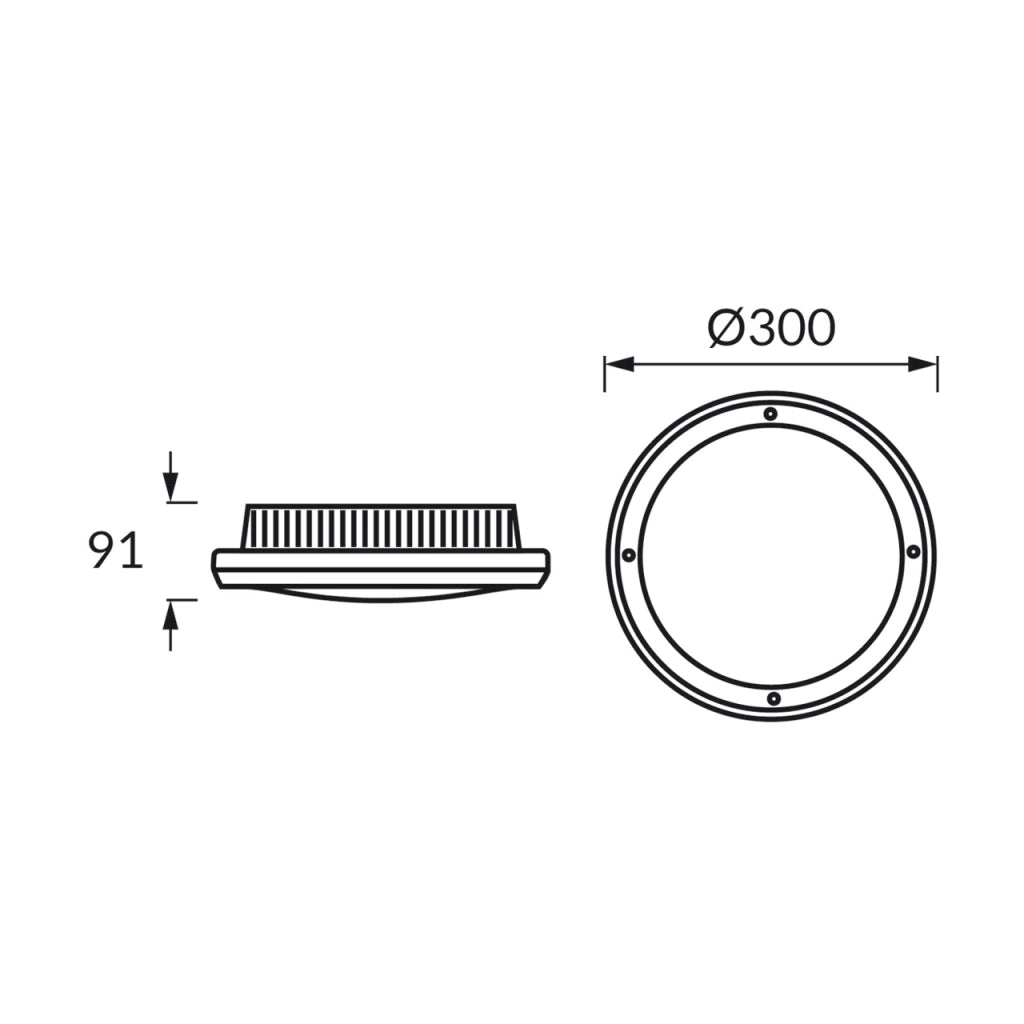 Plafoniera esterna tonda Ø30cm nera 2xE27 IP65 Struhm