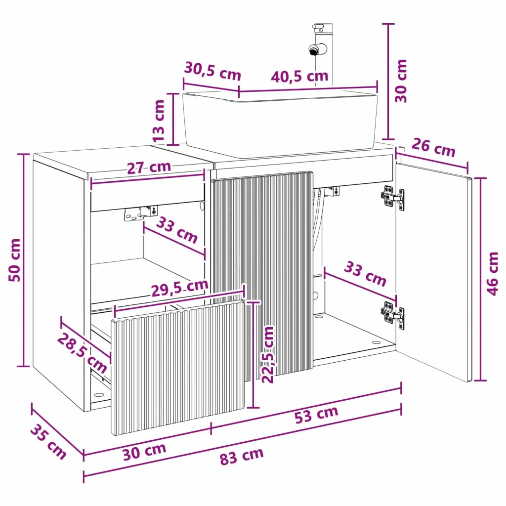Set di mobili per il bagno 2 pz Rovere Sonoma 3404066
