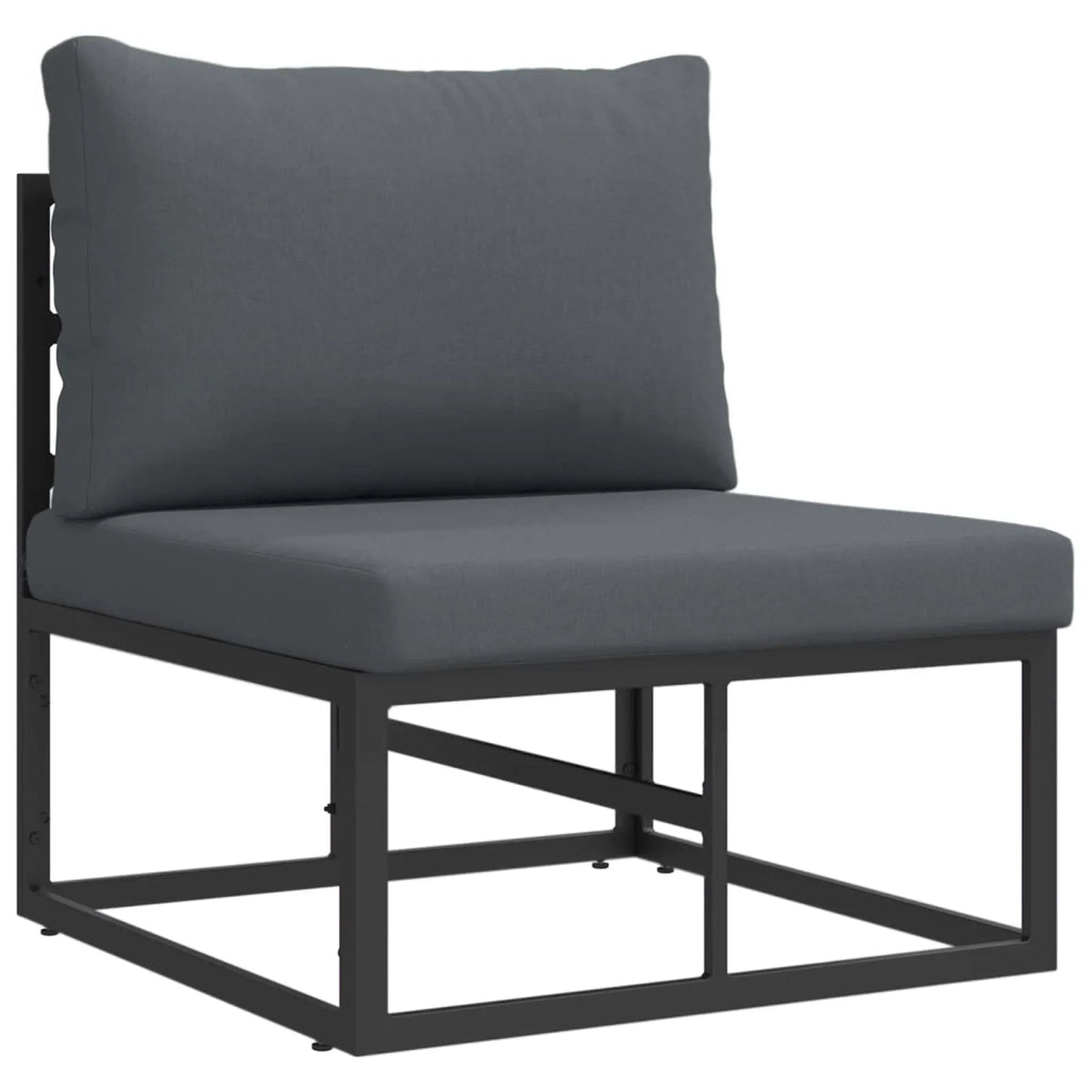 Set Divano da Giardino con cuscino 6 pcs Nero Alluminio 3378944