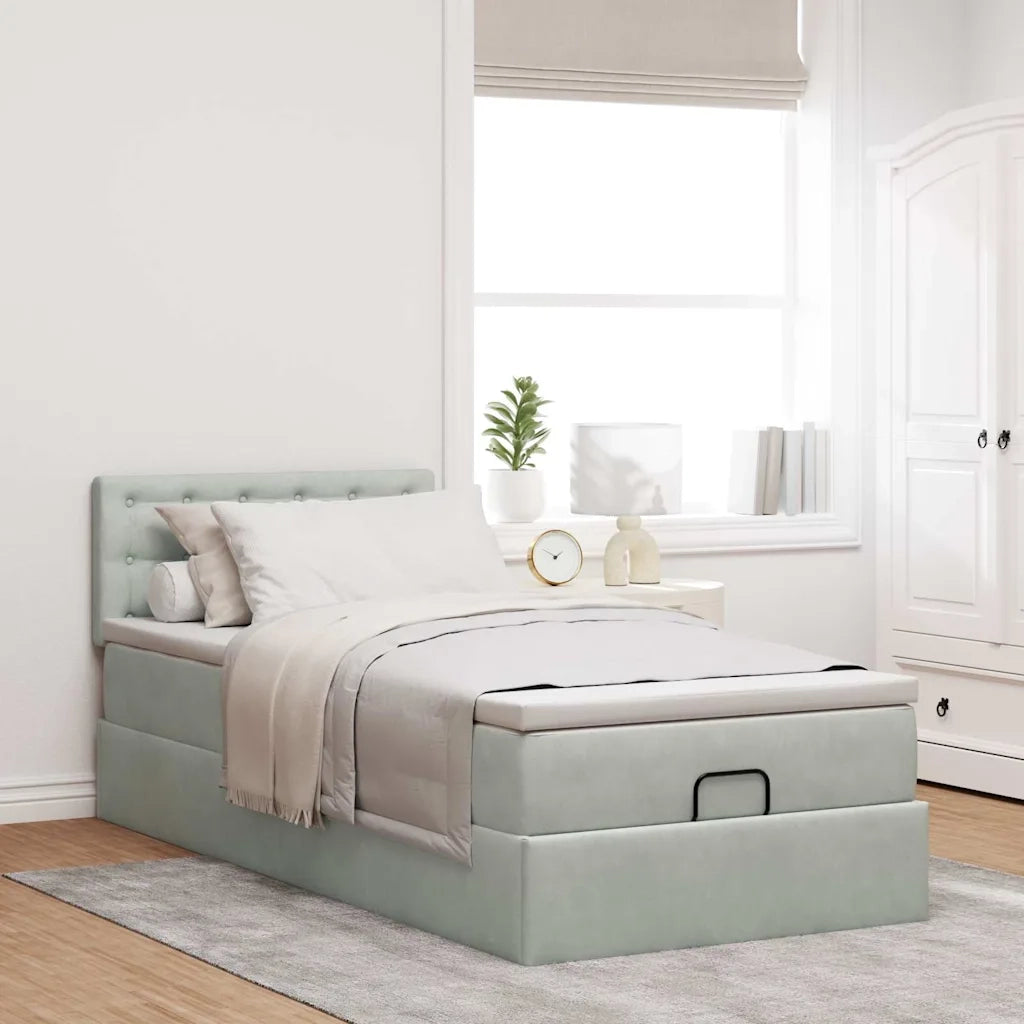 Struttura Letto Pouf con Materasso 90x200 cm in Velluto 3312740