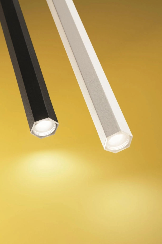 SOSPENSIONE EXAGON H.80CM D.3,5CM NERO LED 3000K 365LM 5W