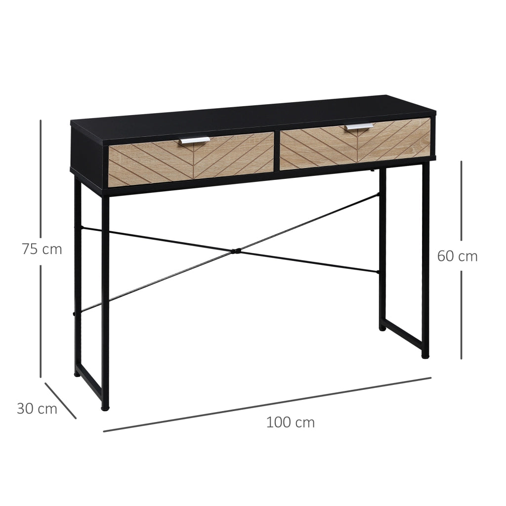 Tavolino con 2 cassetti ¨C Minimal ¨C nero e rovere