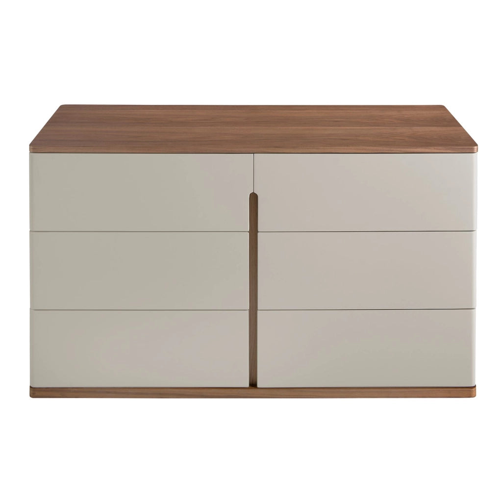 Cassettiera in legno grigio e noce