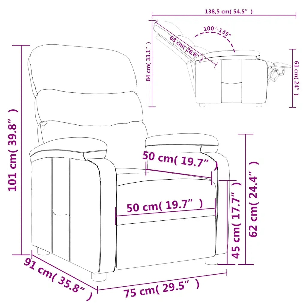 Poltrona Reclinabile Nera in Similpelle 289682