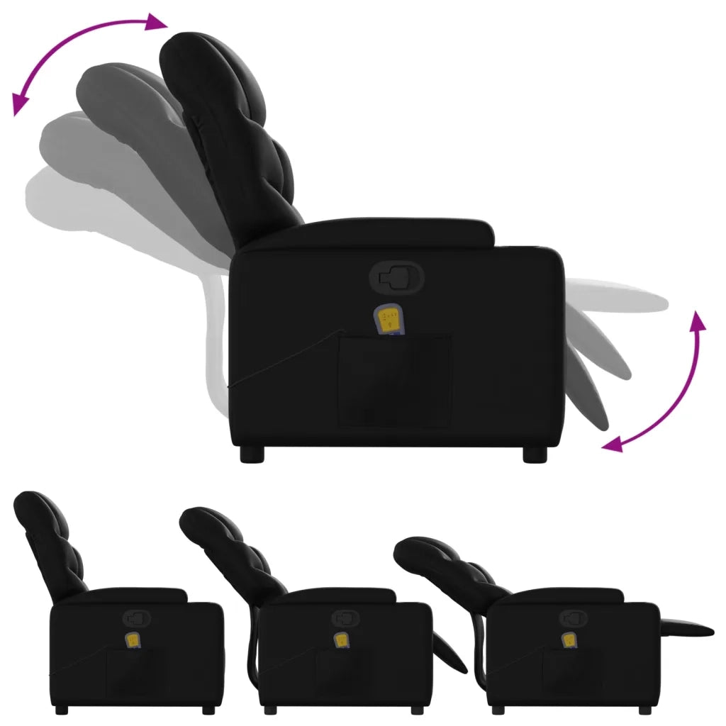Poltrona reclinabile massaggiante in Similpelle Nera 3205643