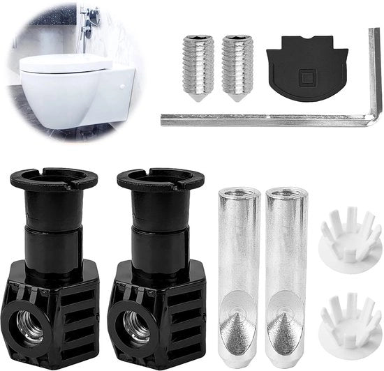 Set di fissaggio WC universale - Materiale resistente all'usura in plastica e acciaio - Facile da installare - Fissaggio stabile - Fissaggio per toilette