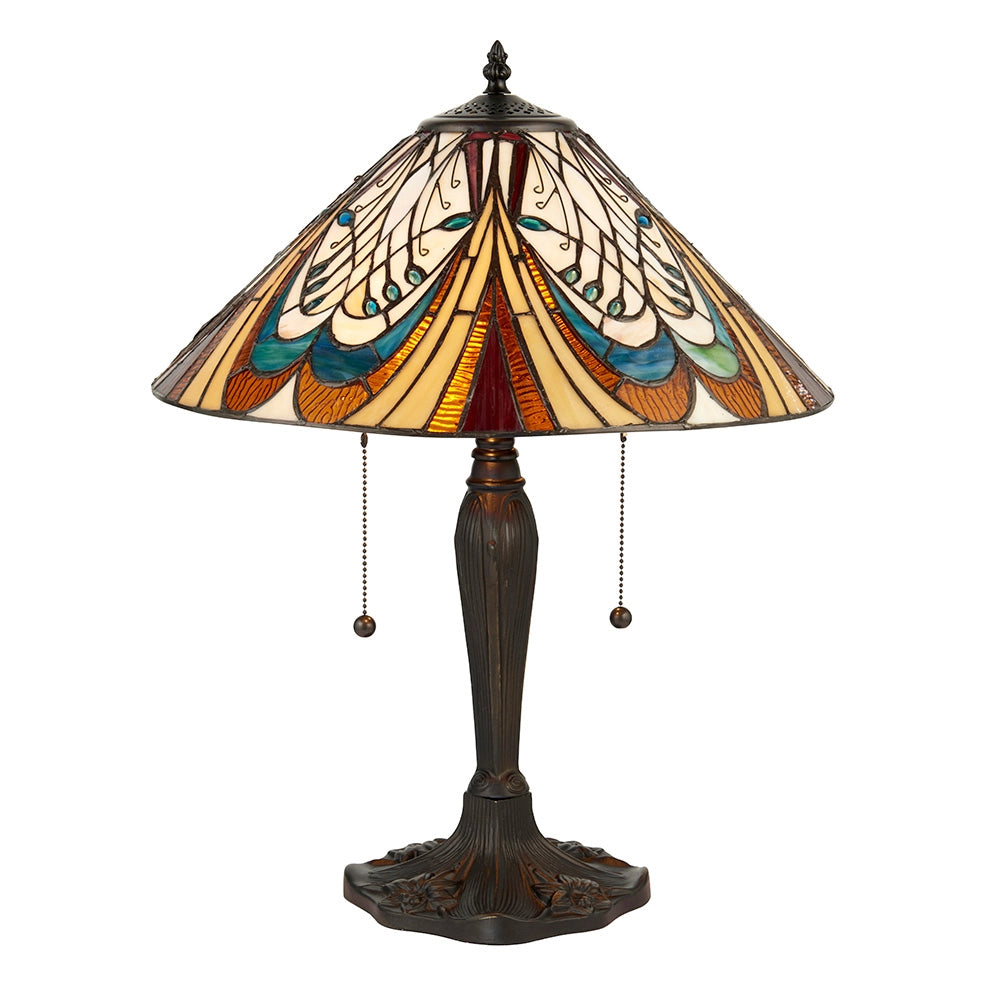 Lampada da tavolo Tiffany Hector vetro 2xE27 dimmer