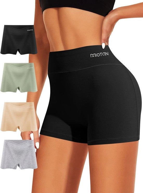 Set di Boxer per Donna - 4 pezzi - Alta Cintura - Sottoveste di Cotone - Respirante - Comfortevole Modella - Sottoveste Donna