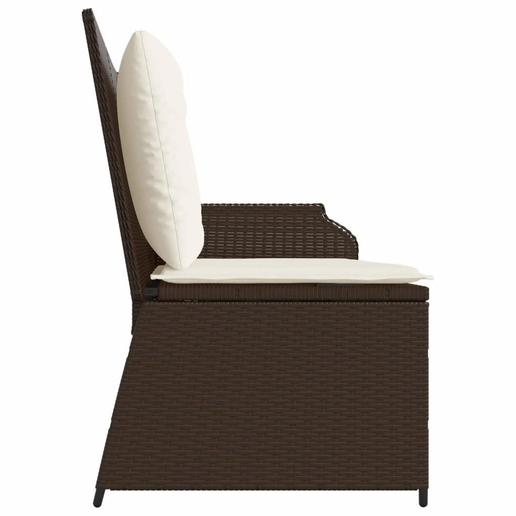 Panchina da giardino con cuscino Nero e Bianco Crema polyrattan 3394441