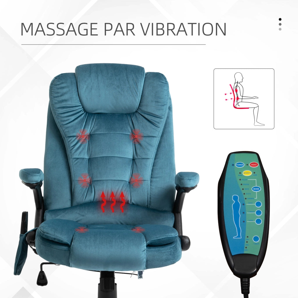 Poltrona da ufficio massaggiante e riscaldante ¨C Minimal ¨C blu, tessuto poliestere