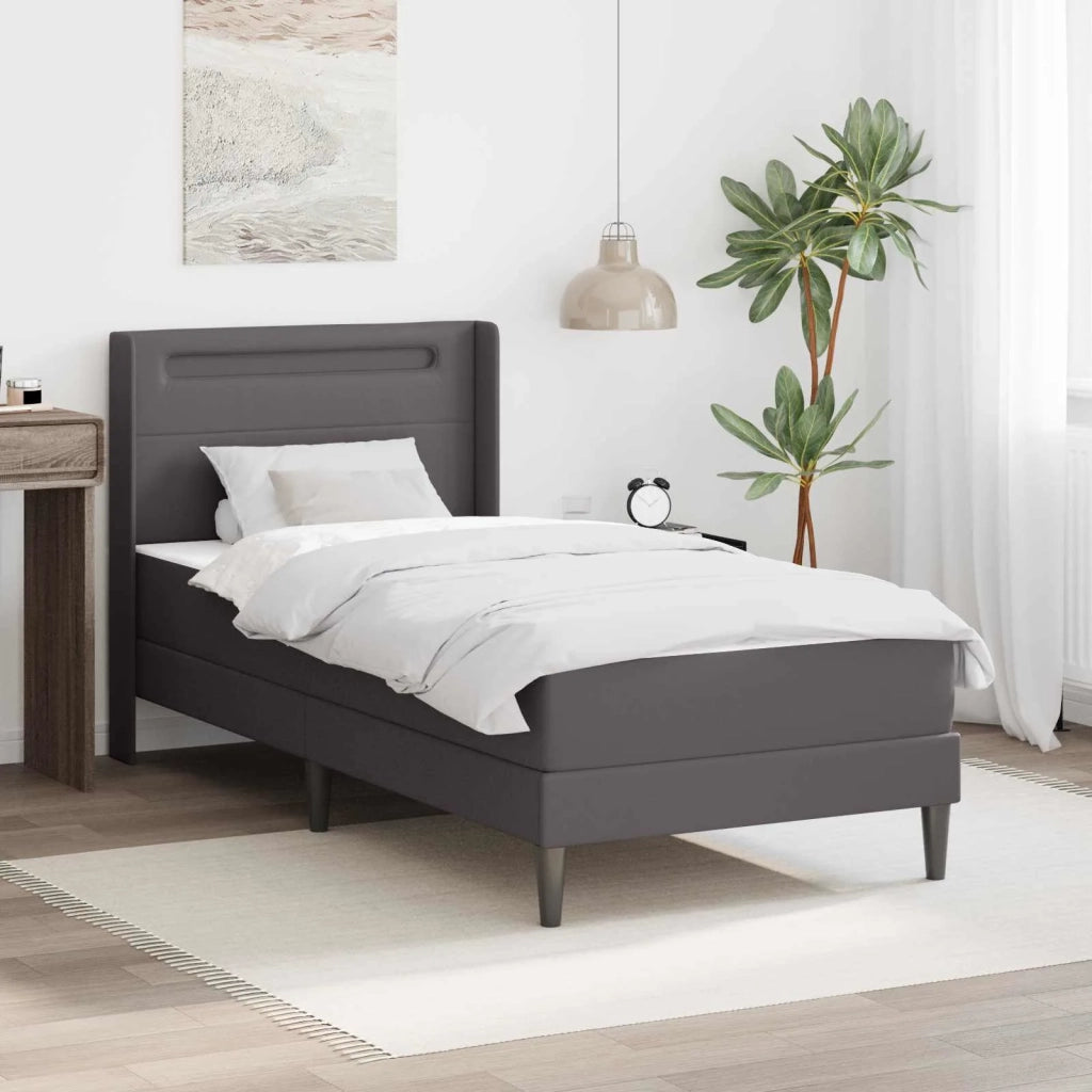 Struttura letto con materasso-Giroletto Grigio 90 x 190 cm Similpelle