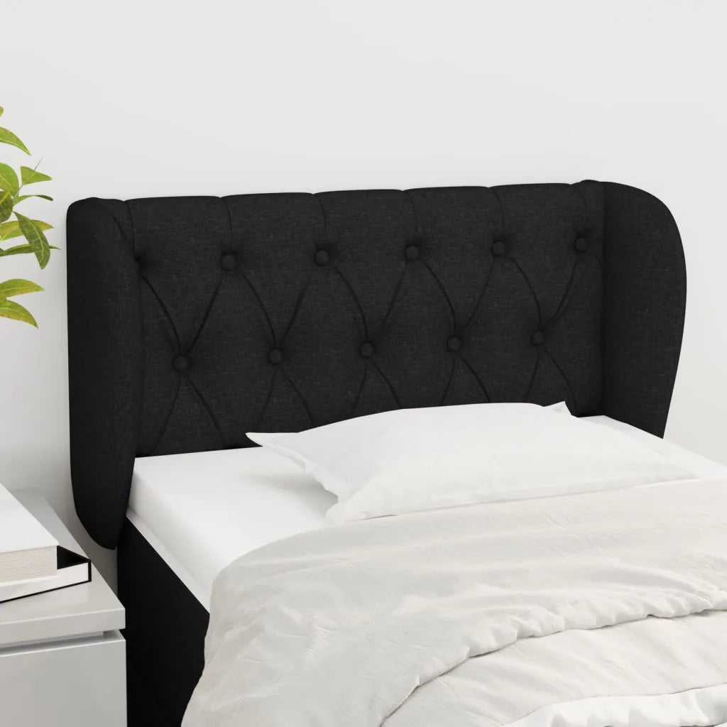 Testiera ad Orecchio Nera 83 x 23 x 78/88 cm in Tessuto 3117456