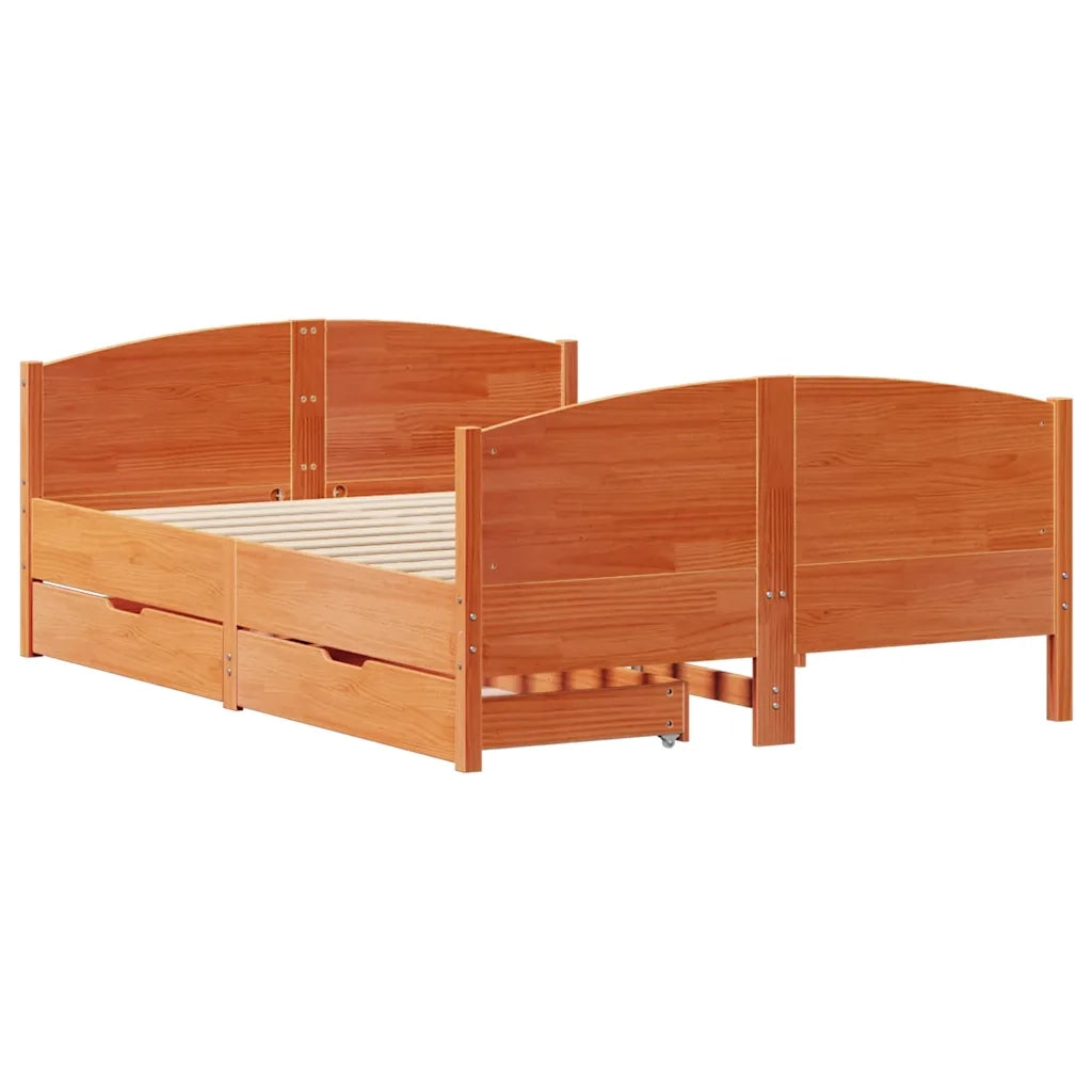 Giroletto senza Materasso-Struttura Letto Marrone Cera 140x200cm Massello Pino 140717