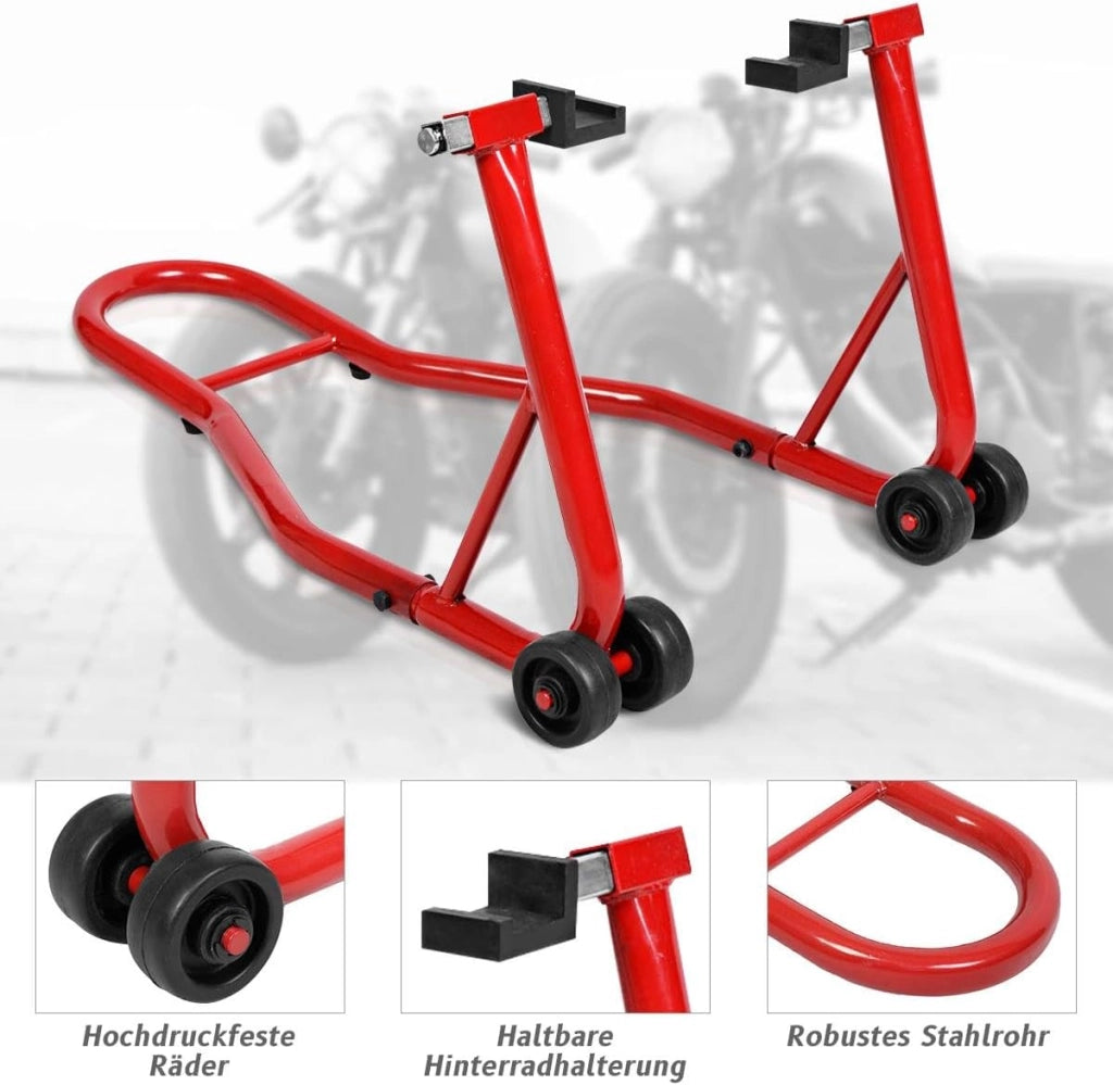 SOARS Cavalletto per moto posteriore, sollevatore moto fino a 400 kg, supporto di montaggio in acciaio, supporto per il montaggio, supporto posteriore (rosso)
