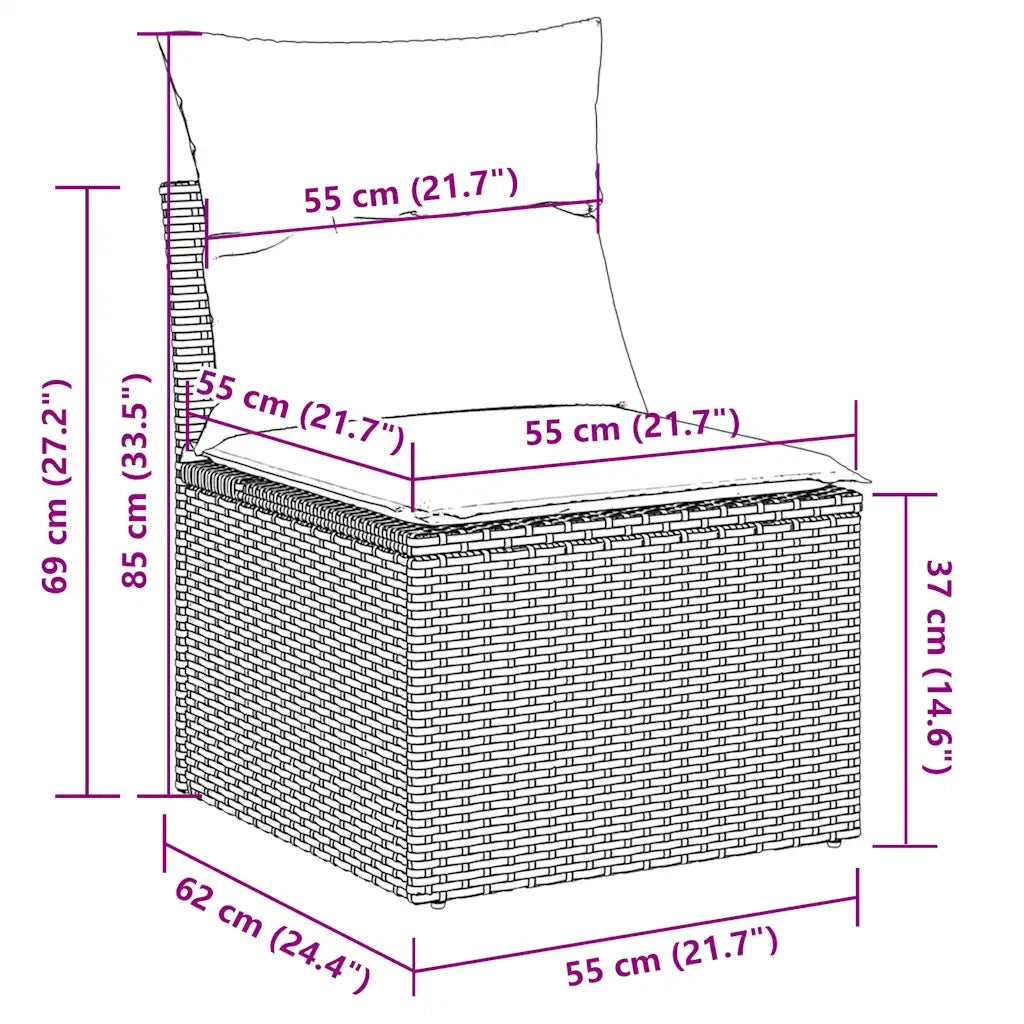 Set Divano da Giardino 8pz con Cuscini Grigio Chiaro Polyrattan 3222341
