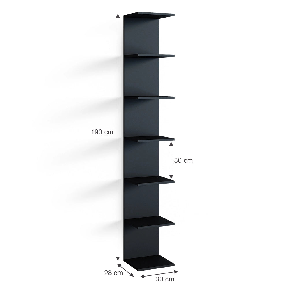 Scaffale a muro Paolo Nero 28 x 190 cm Set di 2 Vicco