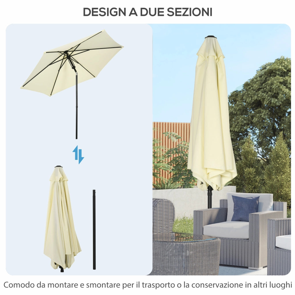 Ombrellone da Giardino 2.7x2.5 m ¨C Minimal ¨C Poliestere e Metallo, Beige e Nero