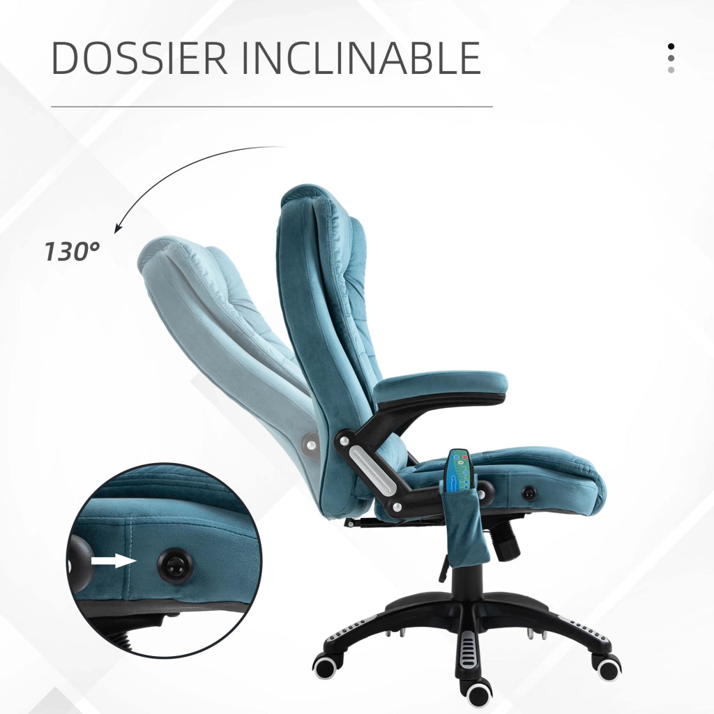 Poltrona da ufficio massaggiante e riscaldante ¨C Minimal ¨C blu, tessuto poliestere