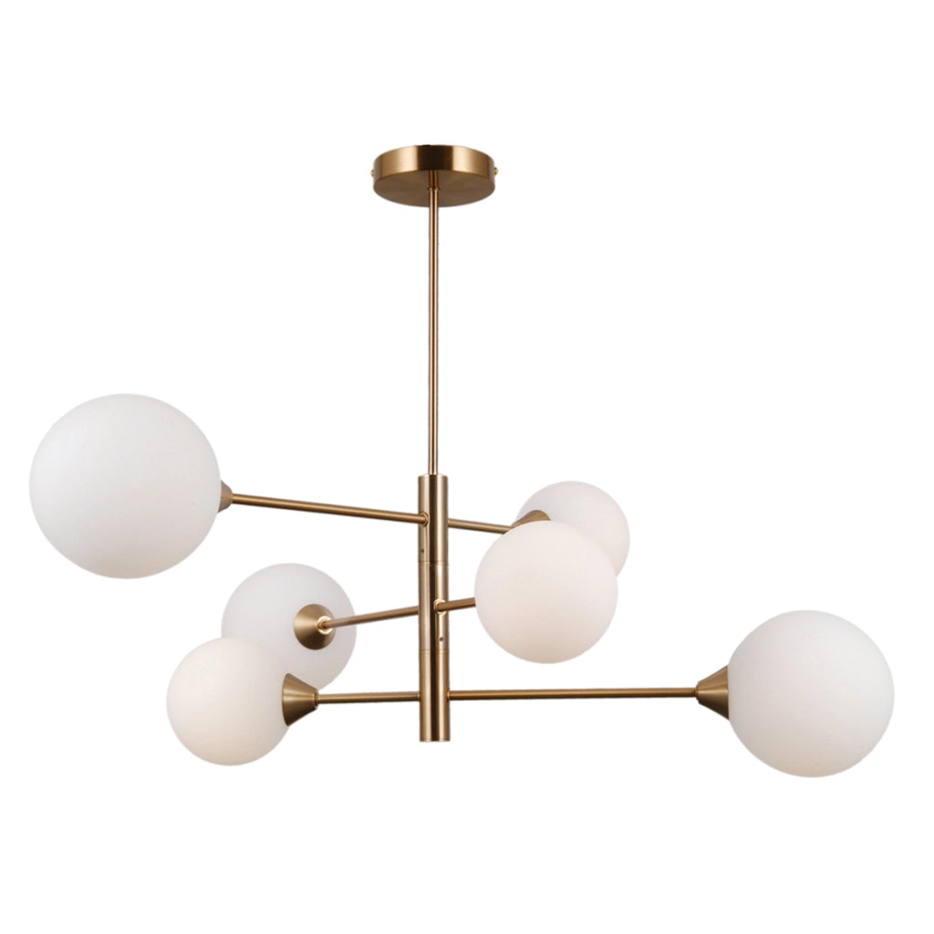 Plafoniera moderna ottone miele 6xG9 sfere bianche Evora