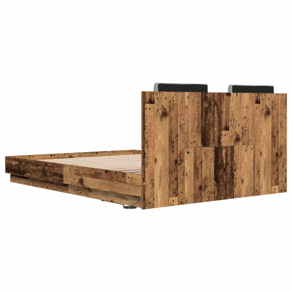 Struttura letto con testata-Giroletto Legno vecchio 150 x 200 cm