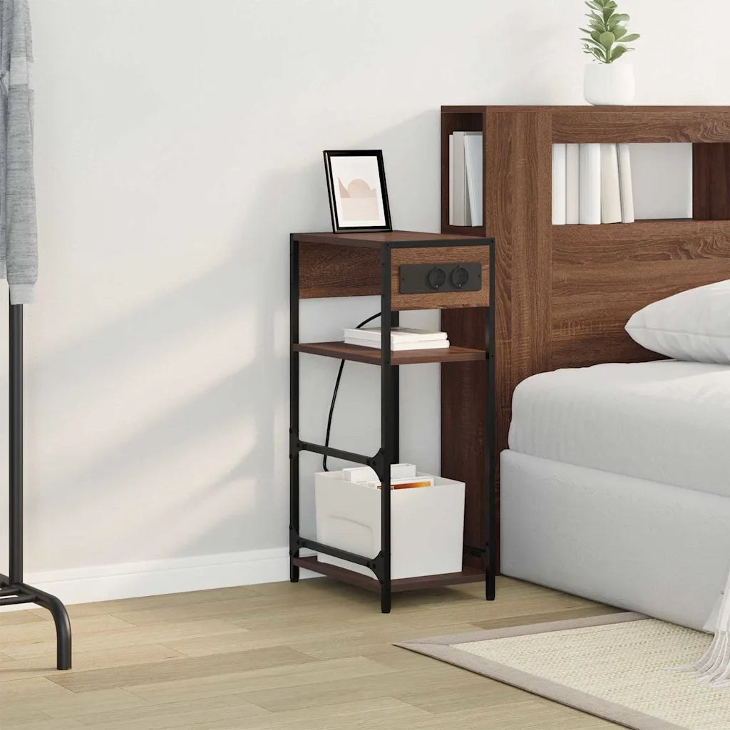 Comodino | Armadio da Notte | Mobiletto da notte Rovere Marrone 40 x 27 x 76 cm