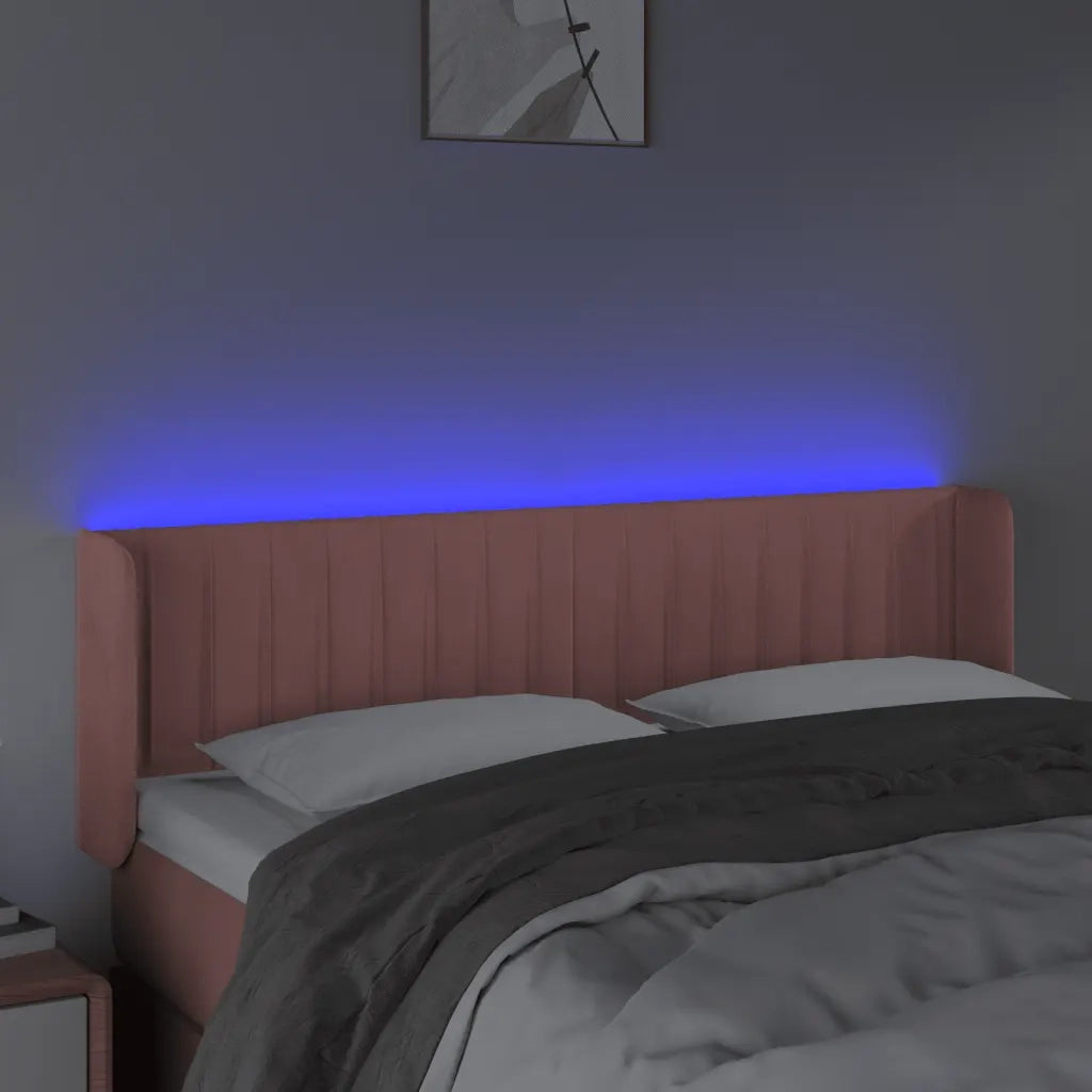Testiera a LED Rosa 147x16x78/88 cm in Velluto 3123527