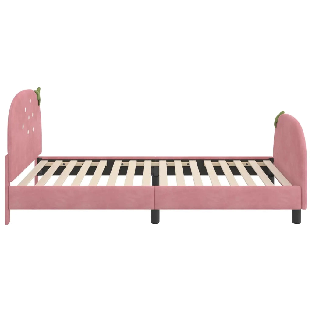 Struttura letto bambini con testata-Giroletto per bambini Rosa 90 x 200 cm Velluto 278134