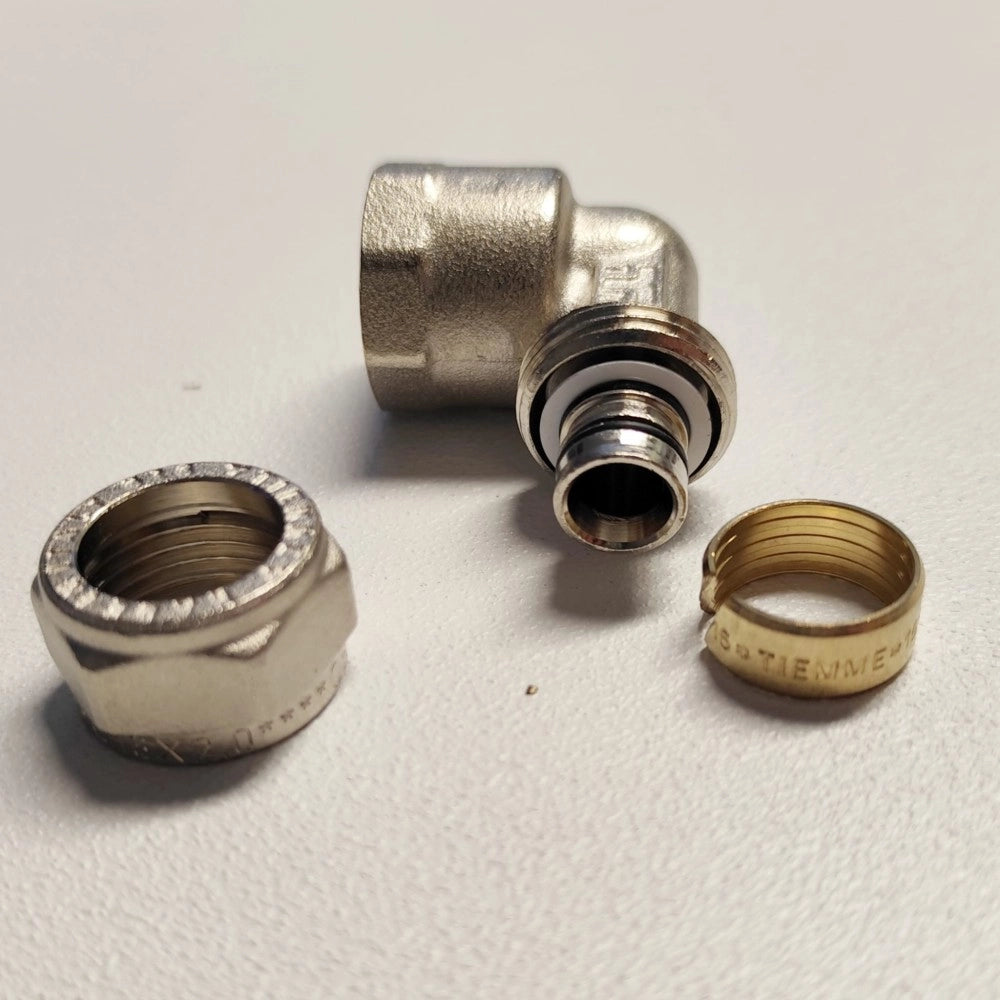Raccordo 20x1/2'' curvo gomito f femmina a stringere per tubo multistrato