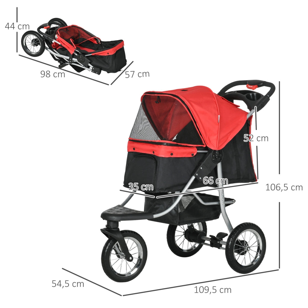 Carrello per animali domestici pieghevole ¨C Minimal ¨C Rosso