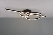 MONTILLA PLAFONIERA BACCHETTA E DOPPIO CERCHIO METALLO NERO CON TELECOMANDO MULTIFUNZIONE L. 100CM  LED 54W 6300lm, 2700 - 6000K DIMMERABILE