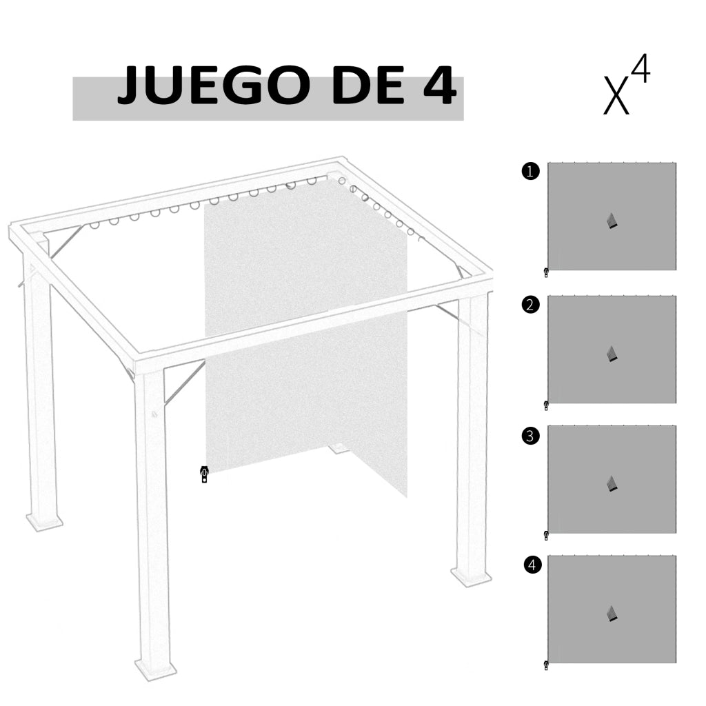 Pareti per Gazebo ¨C zephmum ¨C Grigio 302x205 cm