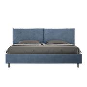 BS COM Letto matrimoniale king size contenitore imbottito 190x200 microfibra blu Large
