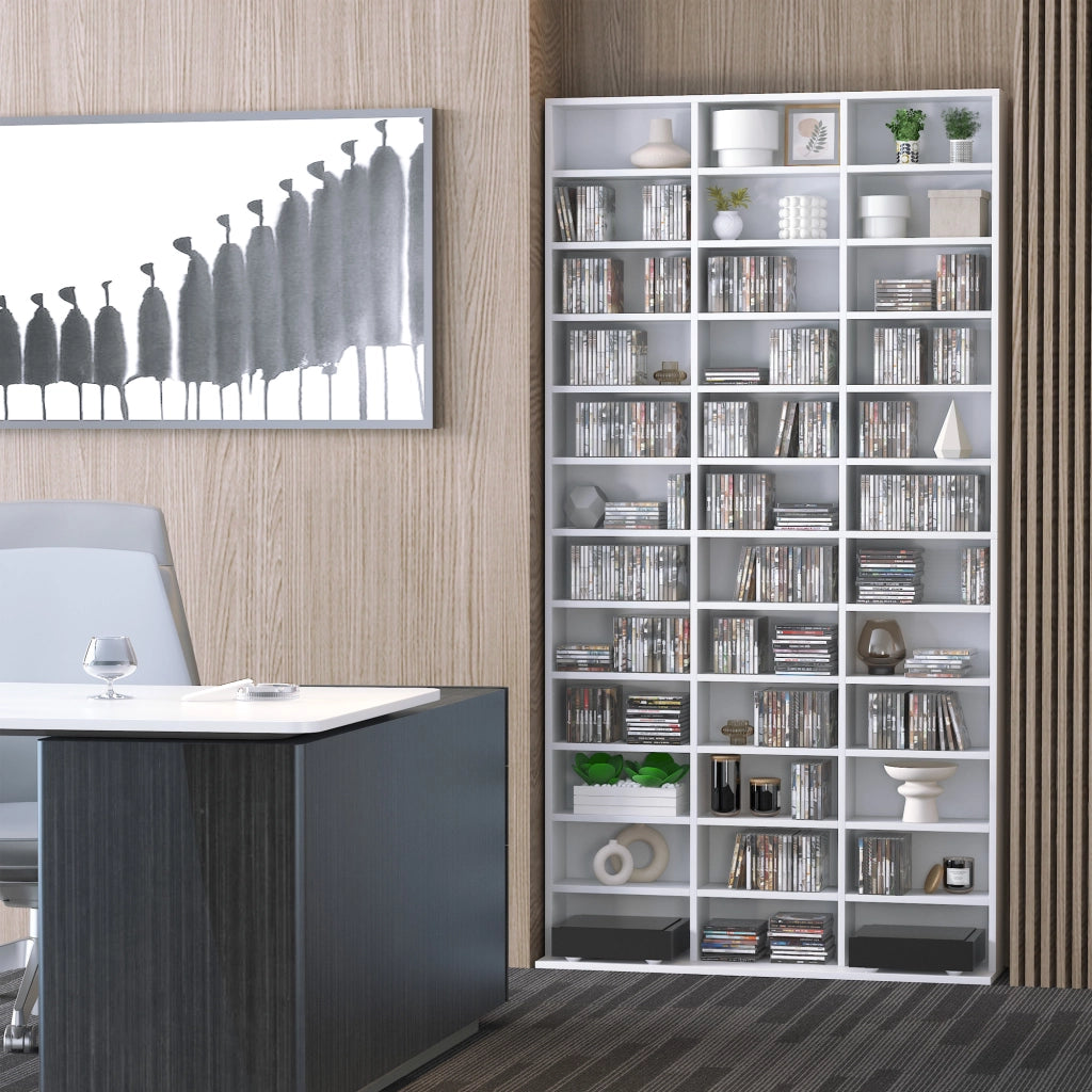 Libreria per CD/DVD ¨C Xylo ¨C 36 Scomparti Regolabili Bianco