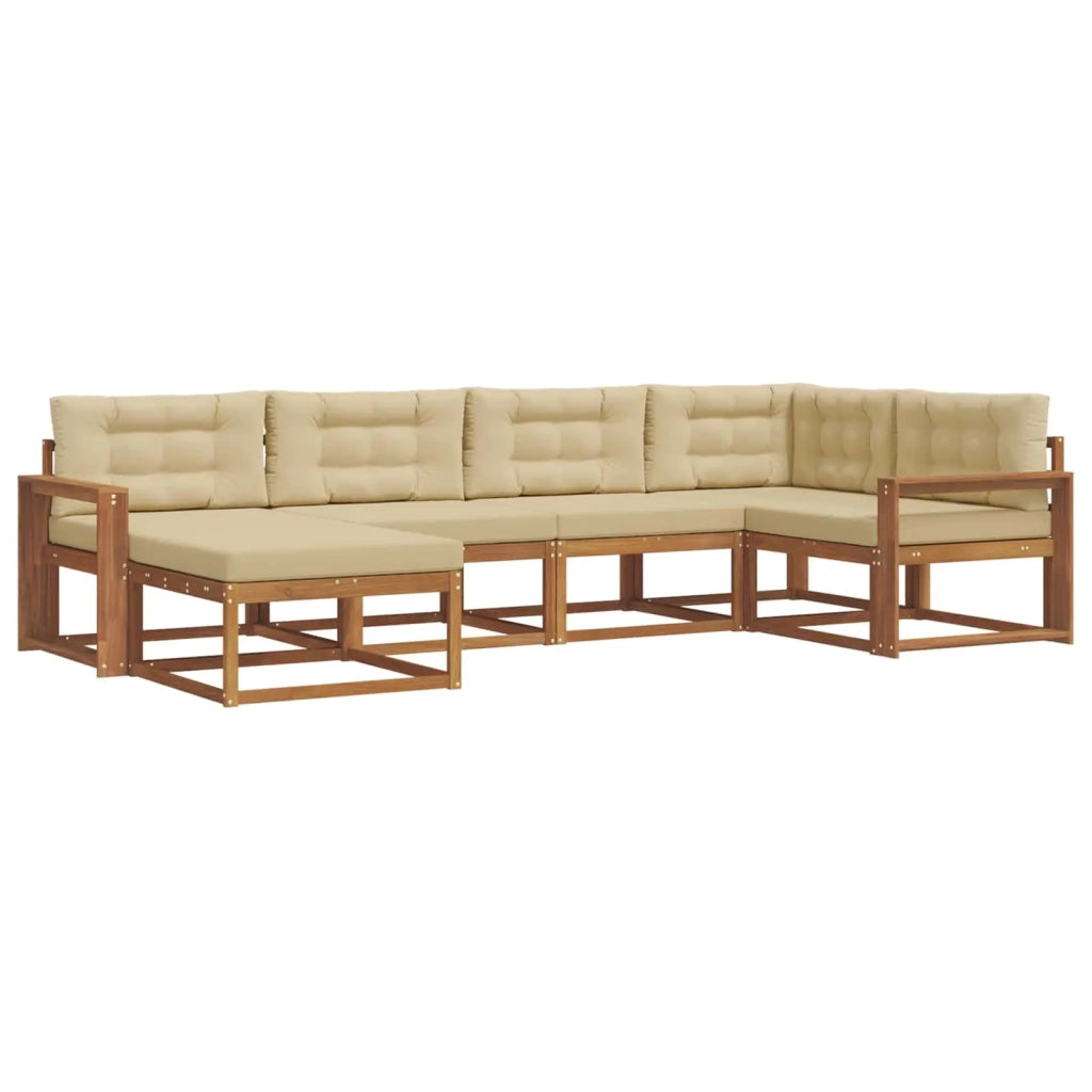 Set di divani da esterno con cuscino 6 pcs Naturale e Beige 3367831