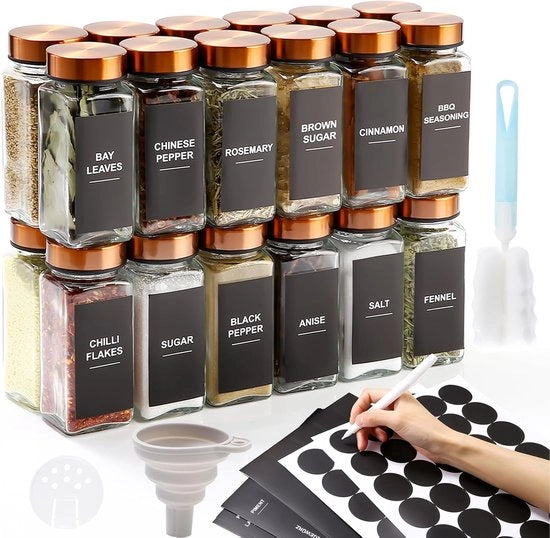 Set di contenitori per erbe - 24 pezzi - coperchi marroni - 120 ml