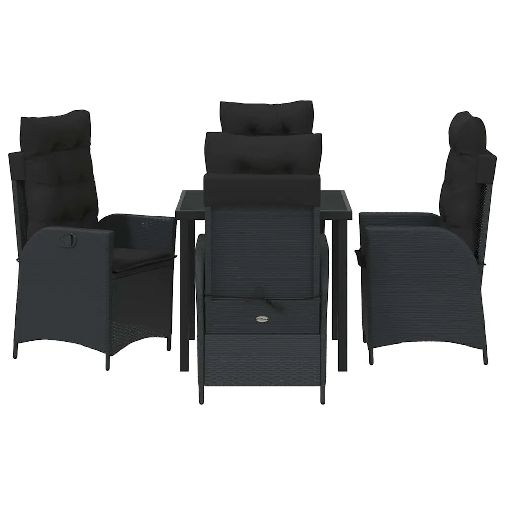 Set da Pranzo per Giardino con cuscino 5 pcs Nero polyrattan 3380485