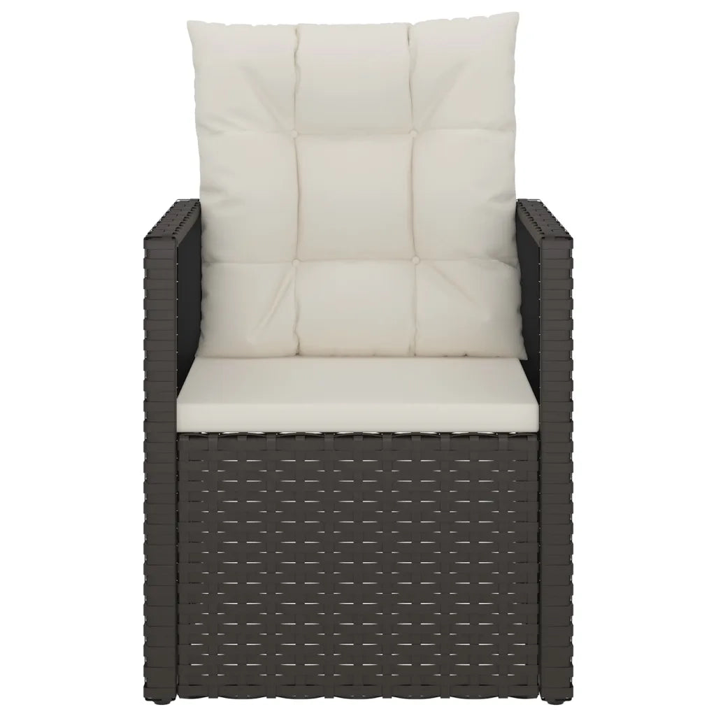 Set Divani da Esterno 3 pz con Cuscini in Polyrattan Nero 319192