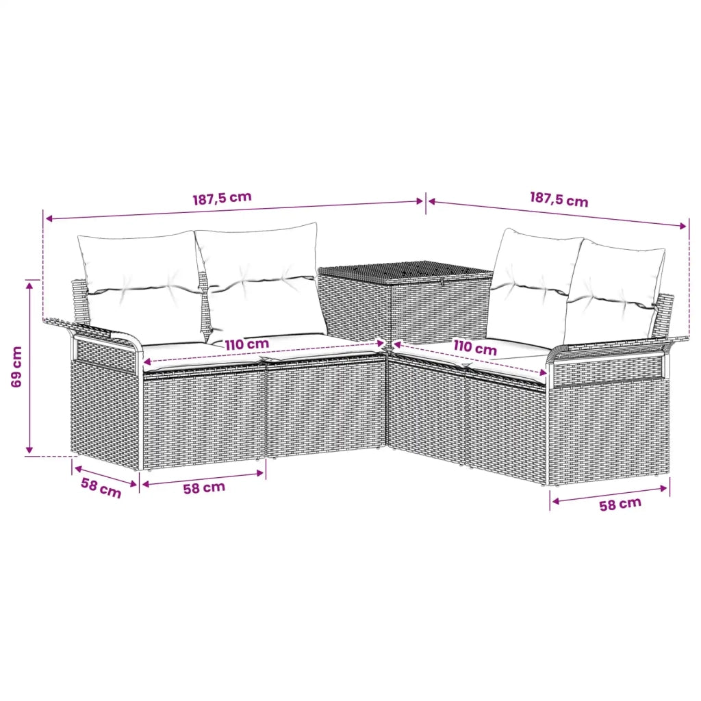 Set di divani 5 pz Marrone e Bianco Crema 3447734