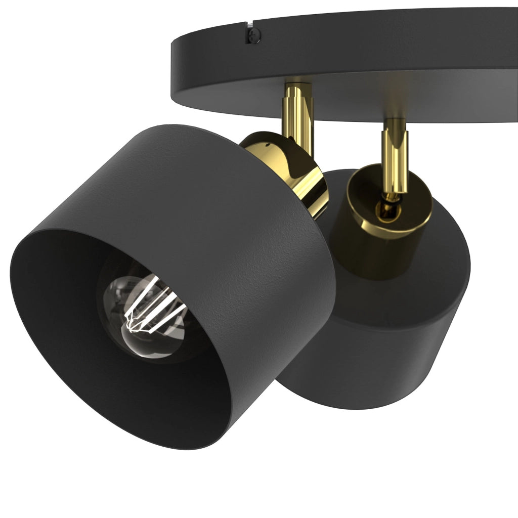 Lampada da soffitto Parkla 3xE27 nera/oro in metallo