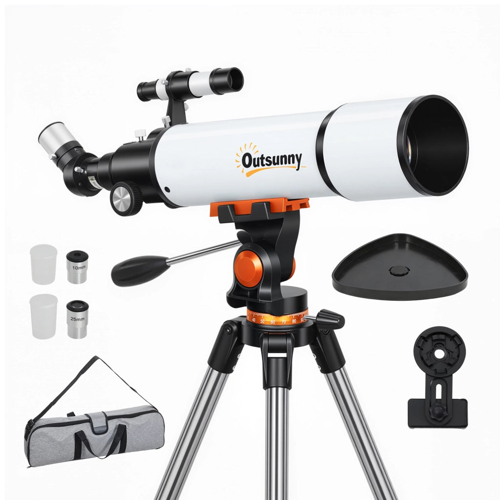 Telescopio Astronomico ¨C Xylo ¨C 80mm con Montatura AZ, 2 Oculari e Adattatore Smartphone, Bianco e Nero
