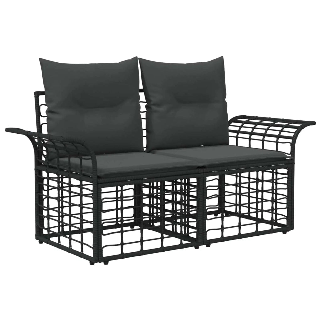 Set Divano da Giardino 8 pz Nero e Grigio scuro polyrattan 3437967