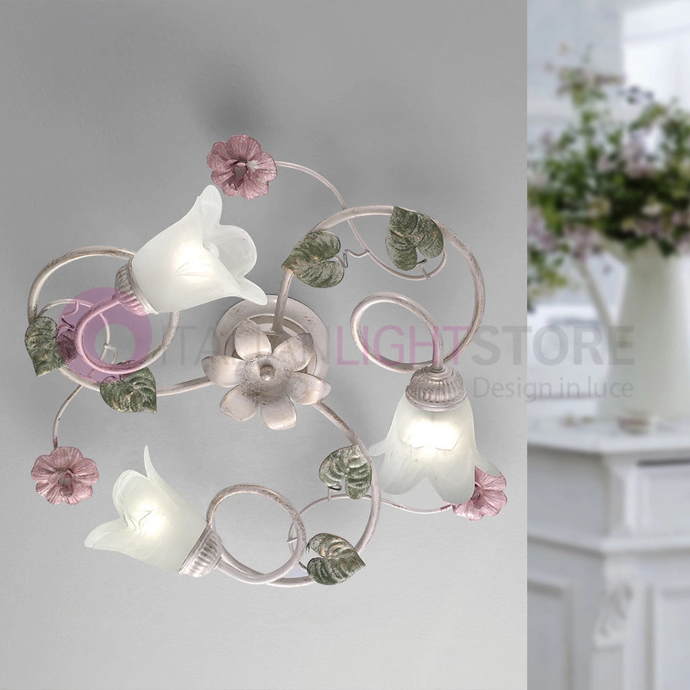 SPRING Plafoniera a 3 Luci in Ferro Decorato Stile Floreale